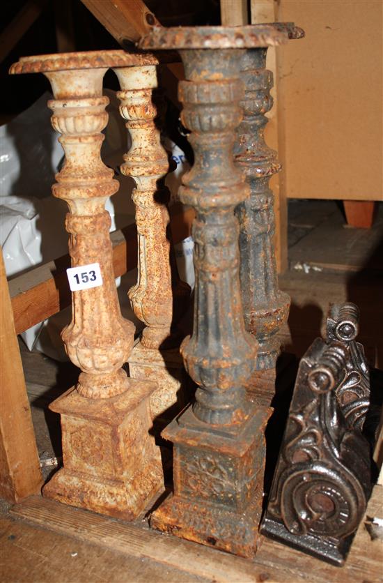 2 pairs of metal candlesticks & 2 brackets